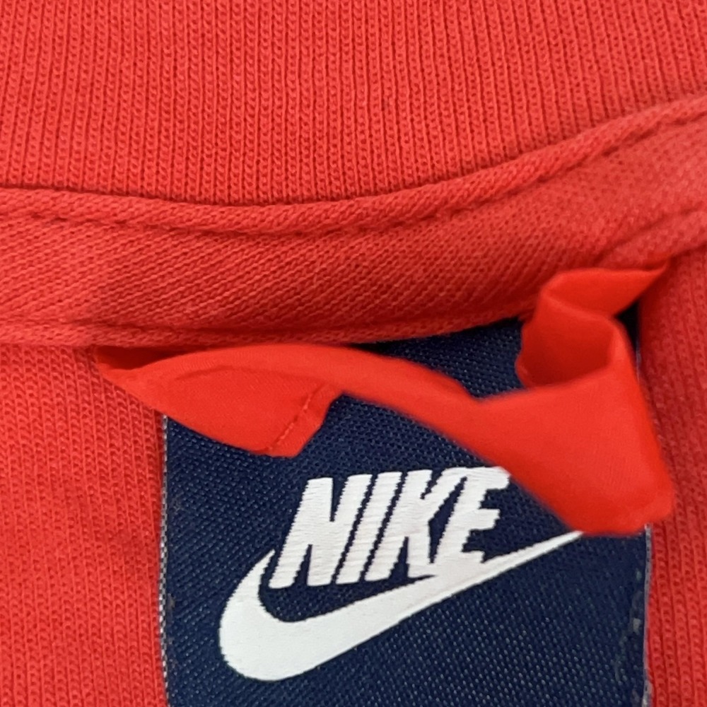 Nike Sweatshirt Womens Medium Red Crewneck Fleece Swoosh Logo Woven Panels Sport - Picture 5 of 10
